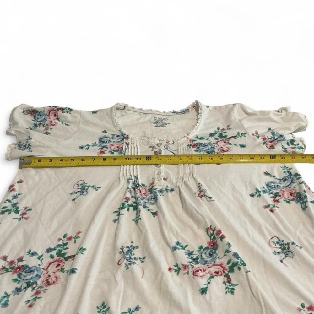 Only Necessities Nightgown Womens 2X White Floral Cotton Lace Pintuck - Picture 5 of 8